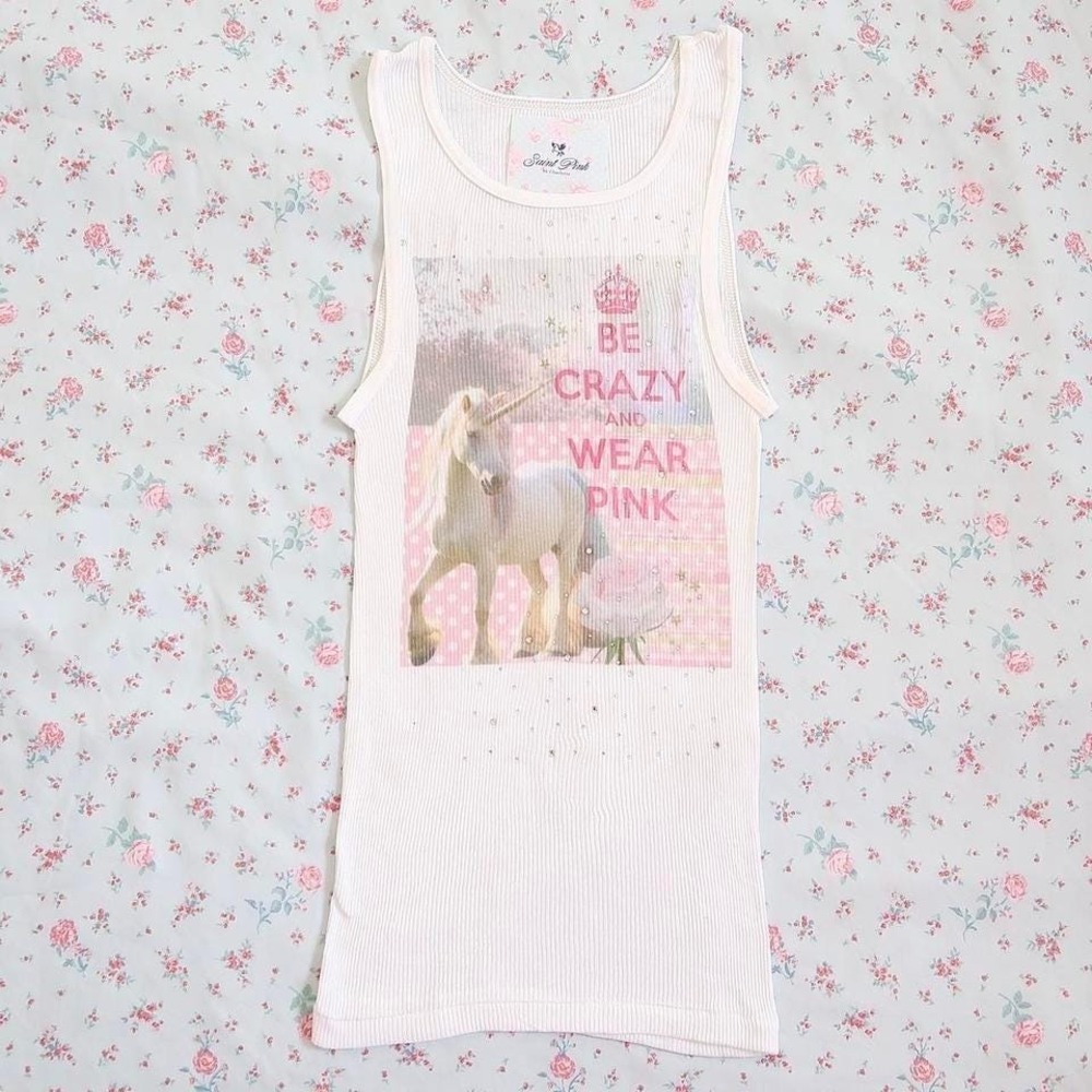 be crazy and wear pink unicorn rhinestone tank